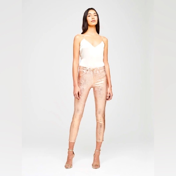 L'AGENCE Pants - L’AGENCE Margot rose gold skinny high rise metallic pants‎ size 24